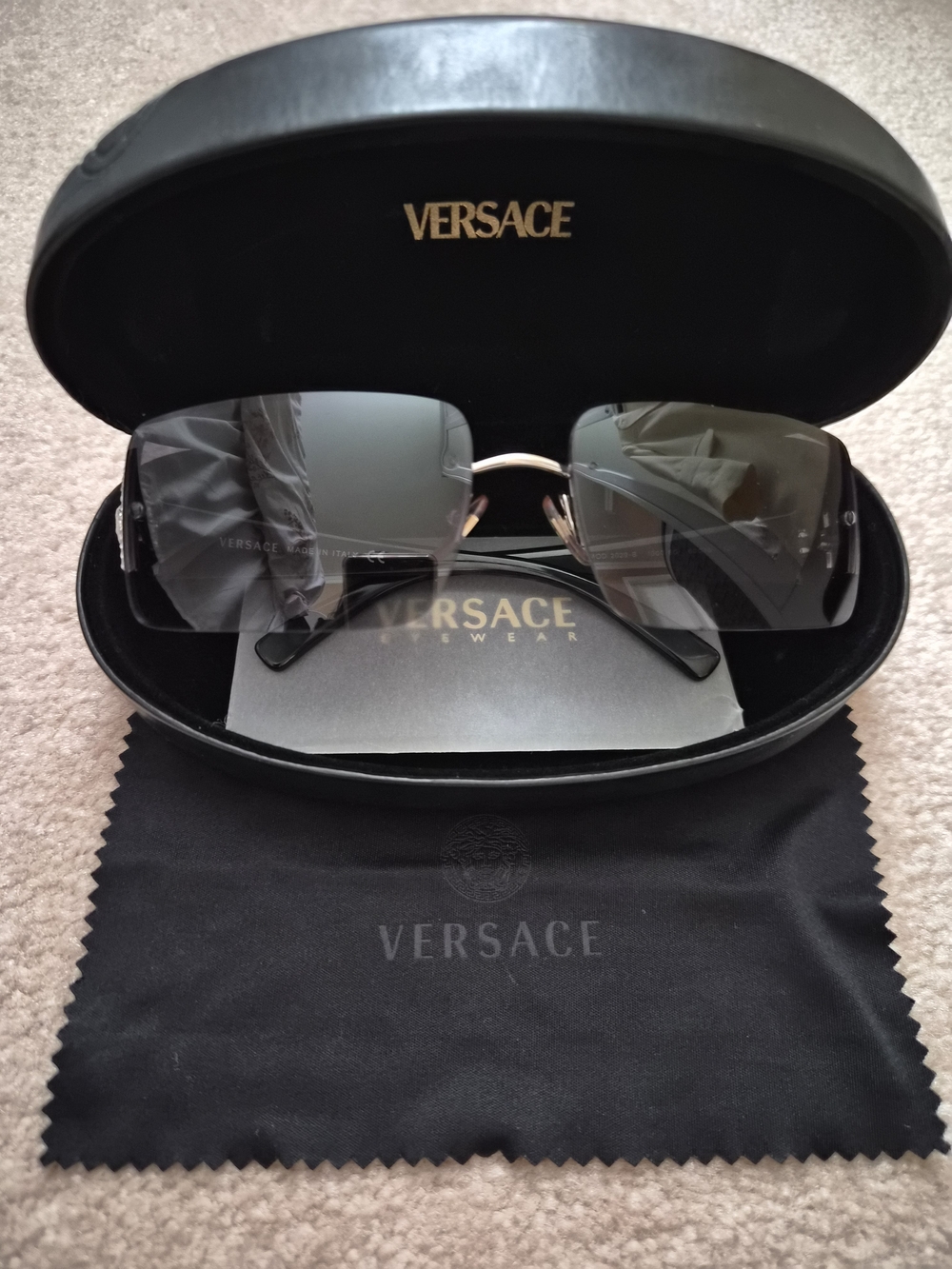 Versace Womens Silver Rimless Sunglasses
